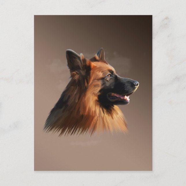 Postal Retrato de arte de la acuarela del perro pastor al (Anverso)