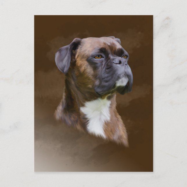 Postal Retrato de arte de pintura con aceite de perro de  (Anverso)