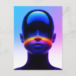 Postal Retrato de Arte Pixel Futurista – Abstracto Digita
