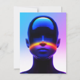 Postal Retrato de Arte Pixel Futurista – Abstracto Digita