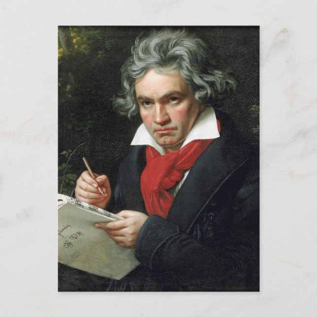 Postal Retrato de Beethoven por Joseph Karl Stieler (Anverso)