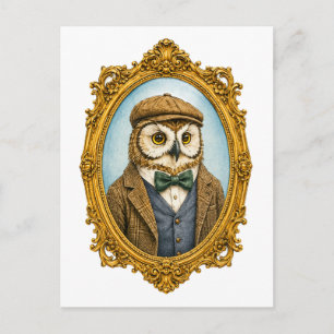 Postal Retrato de búho hipster