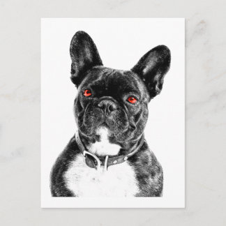 Postal Retrato de Bulldog francés Ruby Eyed