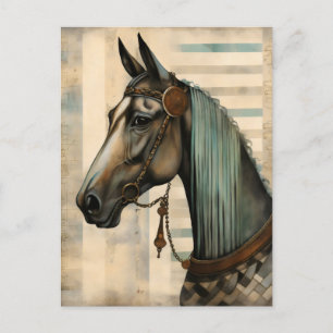 Postal Retrato de caballo con brida ornamentada