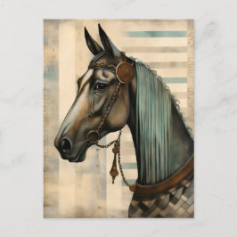 Postal Retrato de caballo con ornate Bridle
