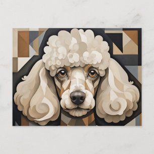 Postal Retrato de Caniche Cubista con Geométrico Abstract