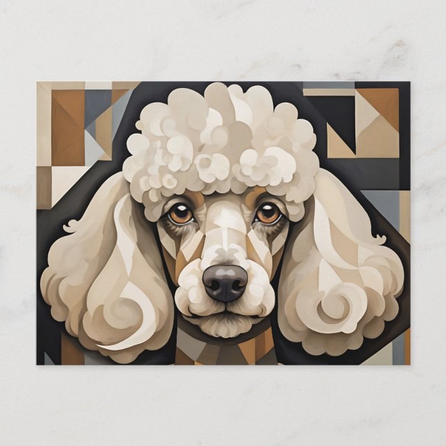 Postal Retrato de Caniche Cubista con Geométrico Abstract (Anverso)