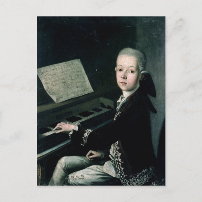 Postal Retrato de Carl Graf Firmian en el piano (Anverso)