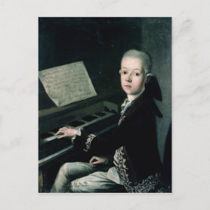 Postal Retrato de Carl Graf Firmian en el piano