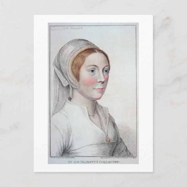 Postal Retrato de Catherine Howard (1520-42) grabado por (Anverso)