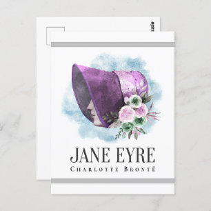 Postal Retrato de Charlotte Bronte de Richmond con flores