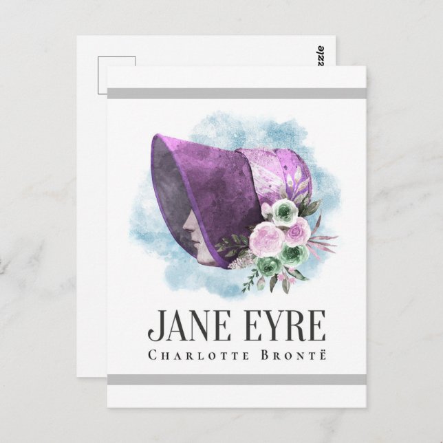 Postal Retrato de Charlotte Bronte de Richmond con flores (Anverso / Reverso)