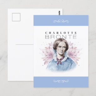 Postal Retrato de Charlotte Bronte de Richmond con flores