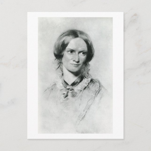 Postal Retrato de Charlotte Brontë por George Richmond (Anverso)