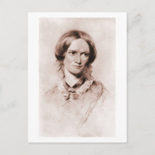 Postal Retrato de Charlotte Brontë sepia de George Richmo
