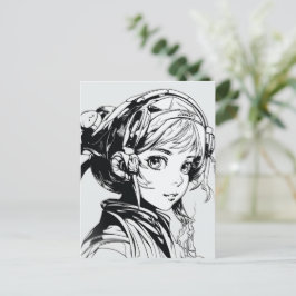 Postal Retrato de Chica de Anime Manga