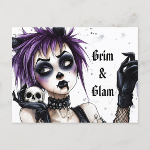 Postal Retrato de Chica gótico - Grim & Glam