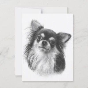 Postal Retrato de Chihuahua pintado a mano con "Buckis"