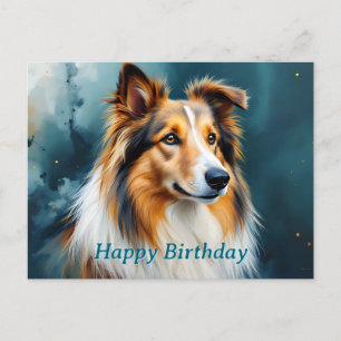 Postal Retrato de Collie Feliz Cumpleaños