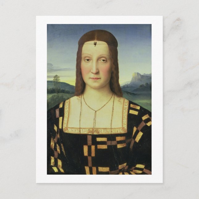 Postal Retrato de Elizabeth Gonzaga, c.1504 (petróleo en  (Anverso)