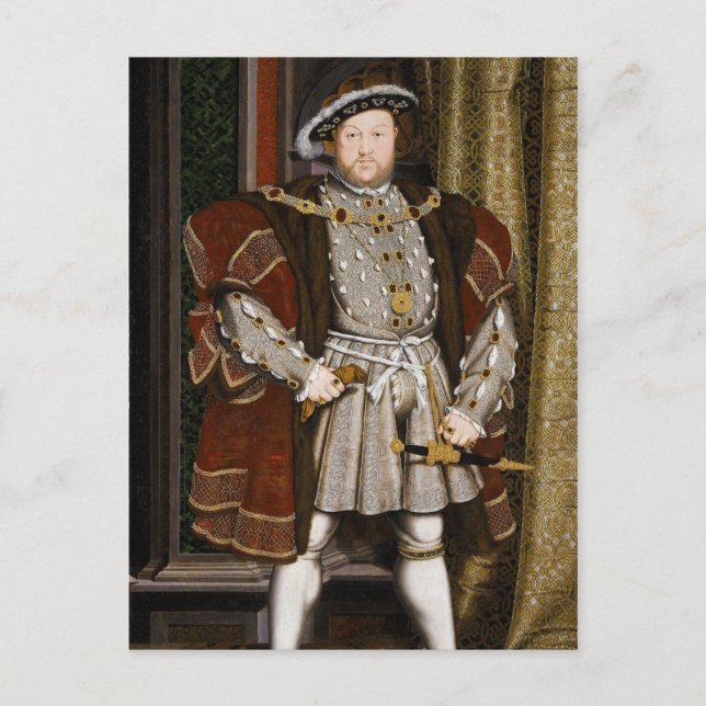 Postal Retrato de Enrique VIII por Hans Holbein el Joven (Anverso)