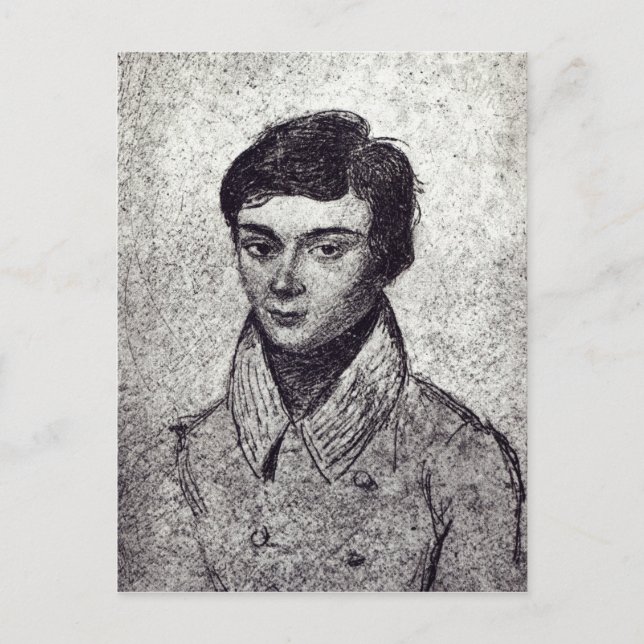 Postal Retrato de Evariste Galois (Anverso)