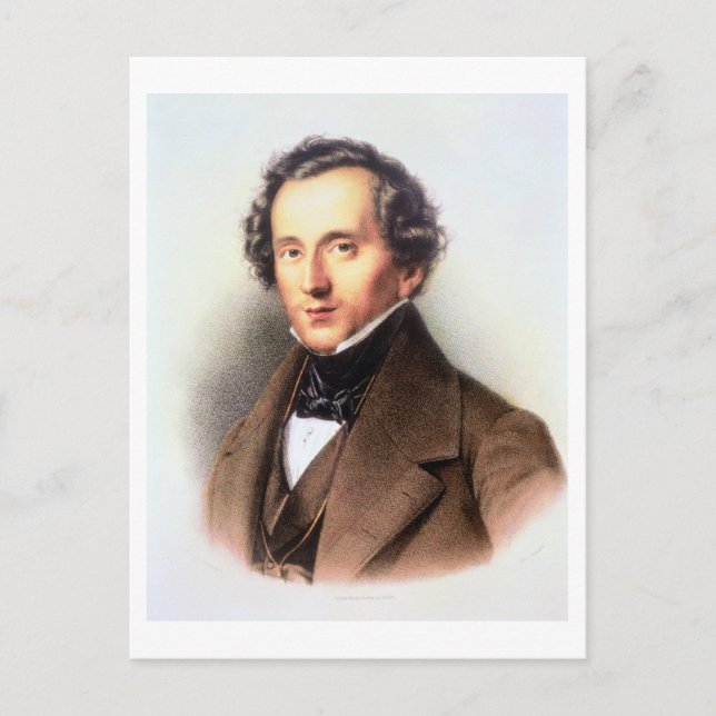 Postal Retrato de Felix Mendelssohn (1809-47) (litho) (Anverso)