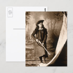 Postal Retrato de foto antigua, señorita Annie Oakley y a