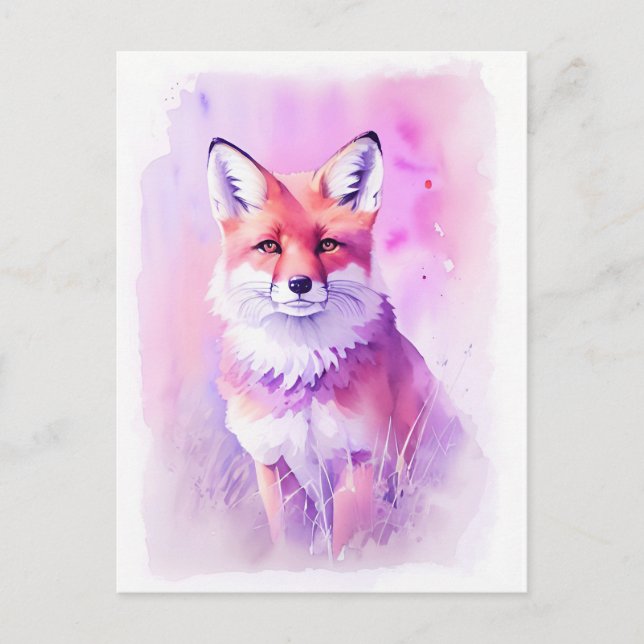 Postal Retrato de Fox Watercolor 3 (Anverso)