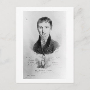 Postal Retrato de Franz Liszt (1811-86) de 11 años (engra