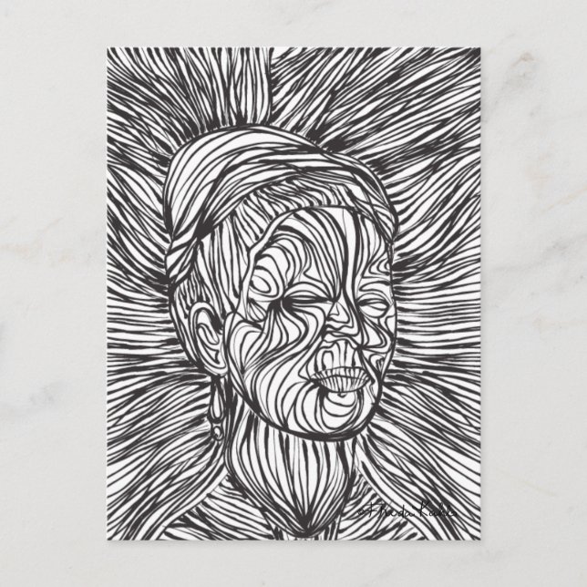 Postal Retrato de Frida Kahlo Lines (Anverso)