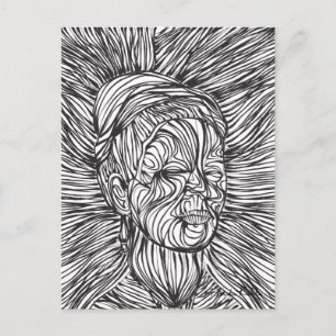 Postal Retrato de Frida Kahlo Lines