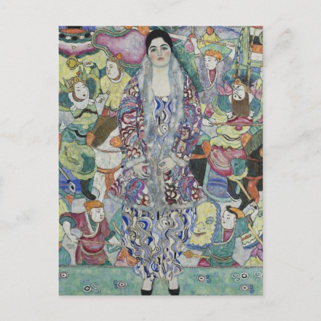 Postal Retrato de Friederike Maria Beer por Gustav Klimt (Anverso)