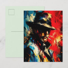 Postal Retrato de gánster Pintura abstracta Estilo vintag