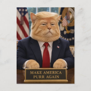 Postal Retrato de gato de Trump – Haz que América vuelva 