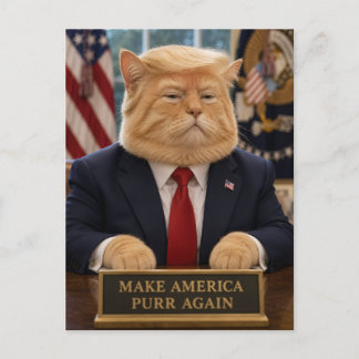 Postal Retrato de gato de Trump – Haz que América vuelva