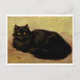 Postal Retrato de gato persa negro elegante vintage