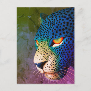 Postal Retrato de Gato Salvaje Moderno con Ojos Rojos