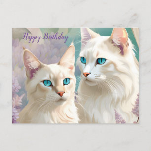 Postal Retrato de gato siamés Lynx Point en su cumpleaños