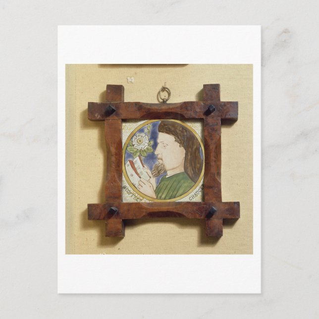 Postal Retrato de Geoffrey Chaucer (c.1340-1400) (cerami) (Anverso)