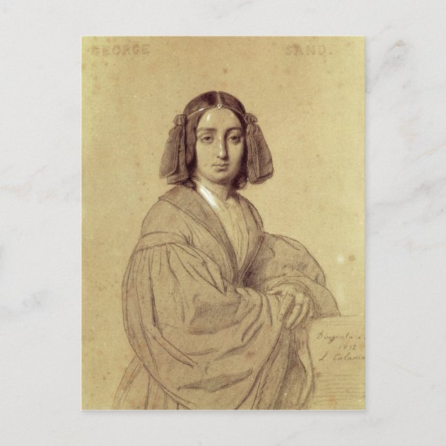 Postal Retrato de George Sand 1837 (Anverso)