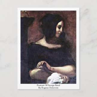 Postal Retrato de George Sand por Eugene Delacroix