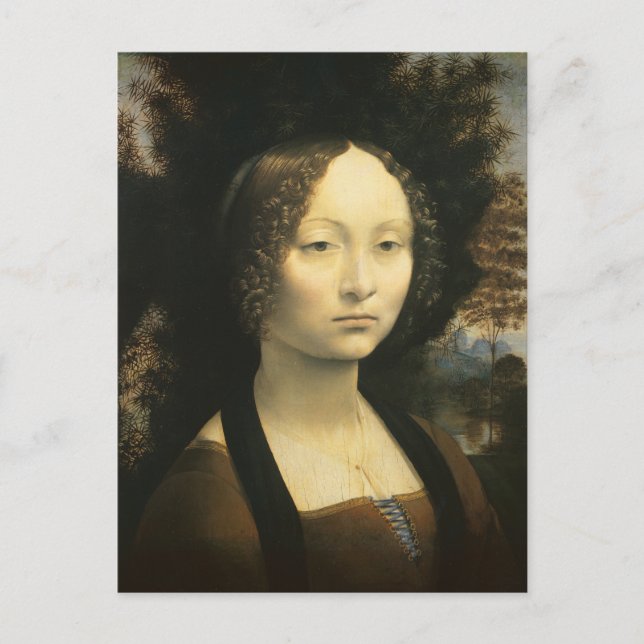 Postal Retrato de Ginevra Benci de Leonardo da Vinci (Anverso)