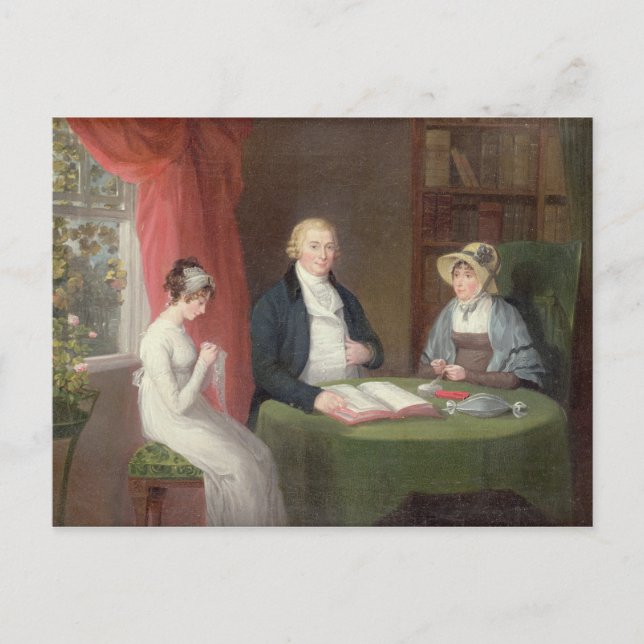 Postal Retrato de grupo en una mesa de dibujo (aceite en  (Anverso)