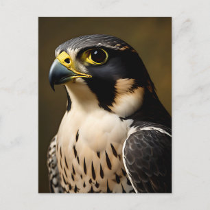 Postal Retrato de halcón peregrino