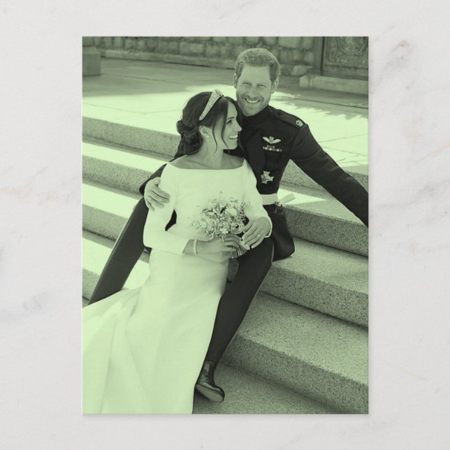 Postal Retrato de Harry y Meghan boda estilizado (Anverso)