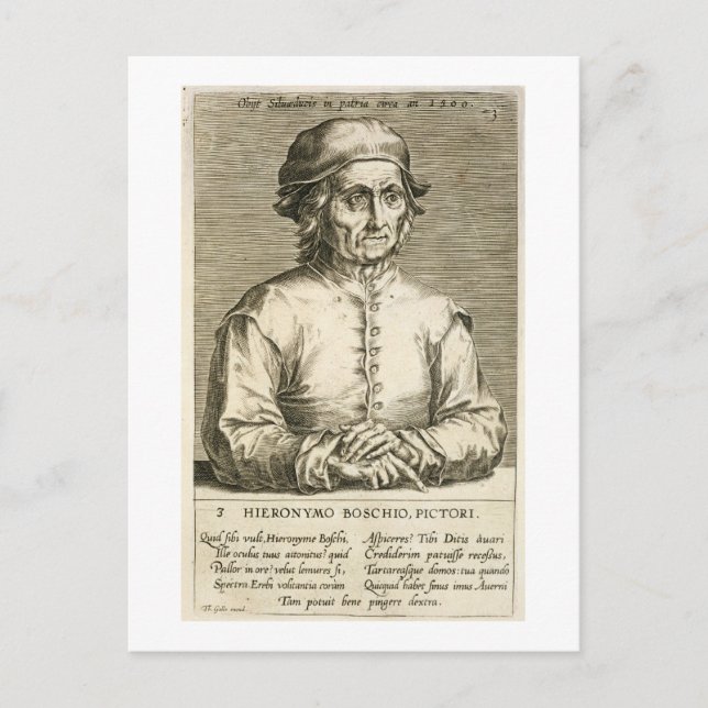 Postal Retrato de Hieronymus Bosch (c.1450-1516) placa 3 (Anverso)
