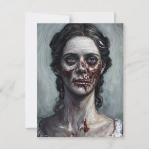 Postal Retrato de horror de mujer gótica zombie