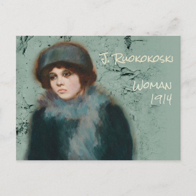 Postal Retrato de Jalmari Ruokoski mujer CC0072 Finlandia (Anverso)