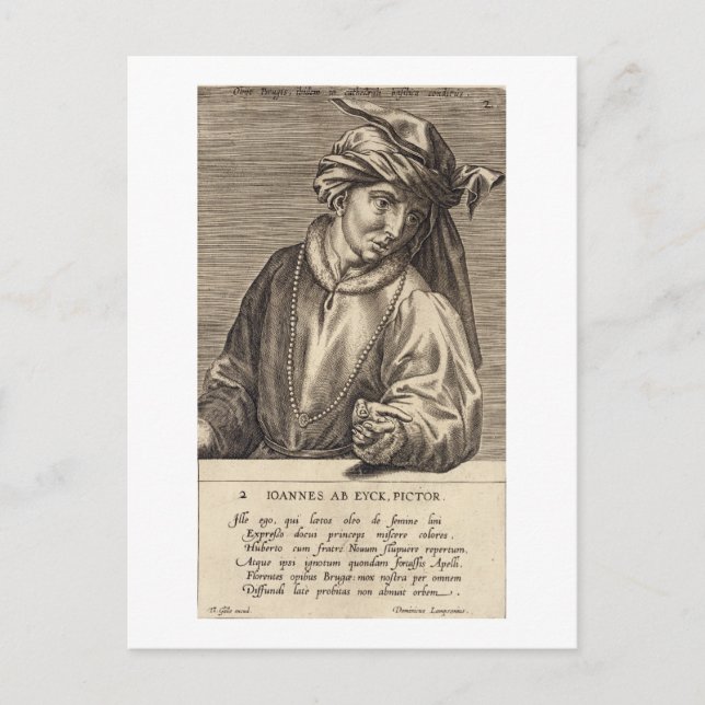 Postal Retrato de Jan van Eyck (c.1390-1441) placa de 2 p (Anverso)
